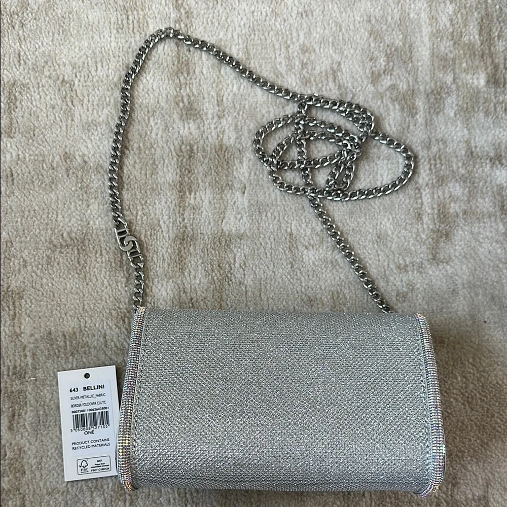 Silver Glitter Crossbody Bag with Chain Strap